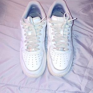 Triple white Air Force 1s